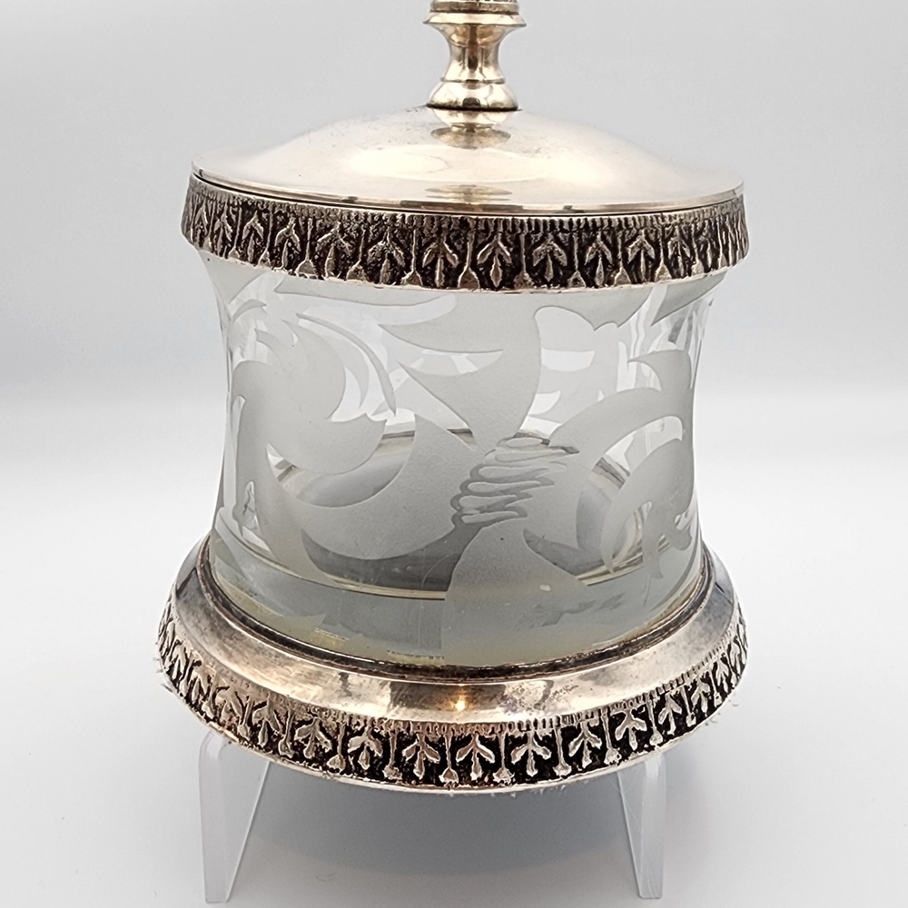 Elegant Silver and Glass Candle Holder